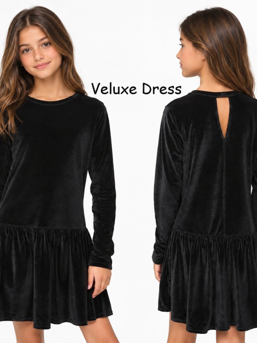 Ivivva by Lululemon  Black Velour Dress Pockets Size 14 Like New
